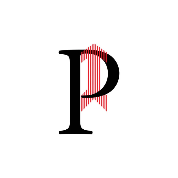 Lettre p bandes mouvement flèche logo vecteur — Image vectorielle