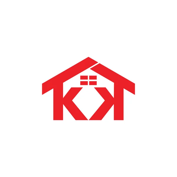 Letras kk casa ventanas diseño logo vector — Vector de stock