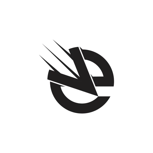 Bokstaven e snabb rörelse Arrow geometriska logo vektor — Stock vektor