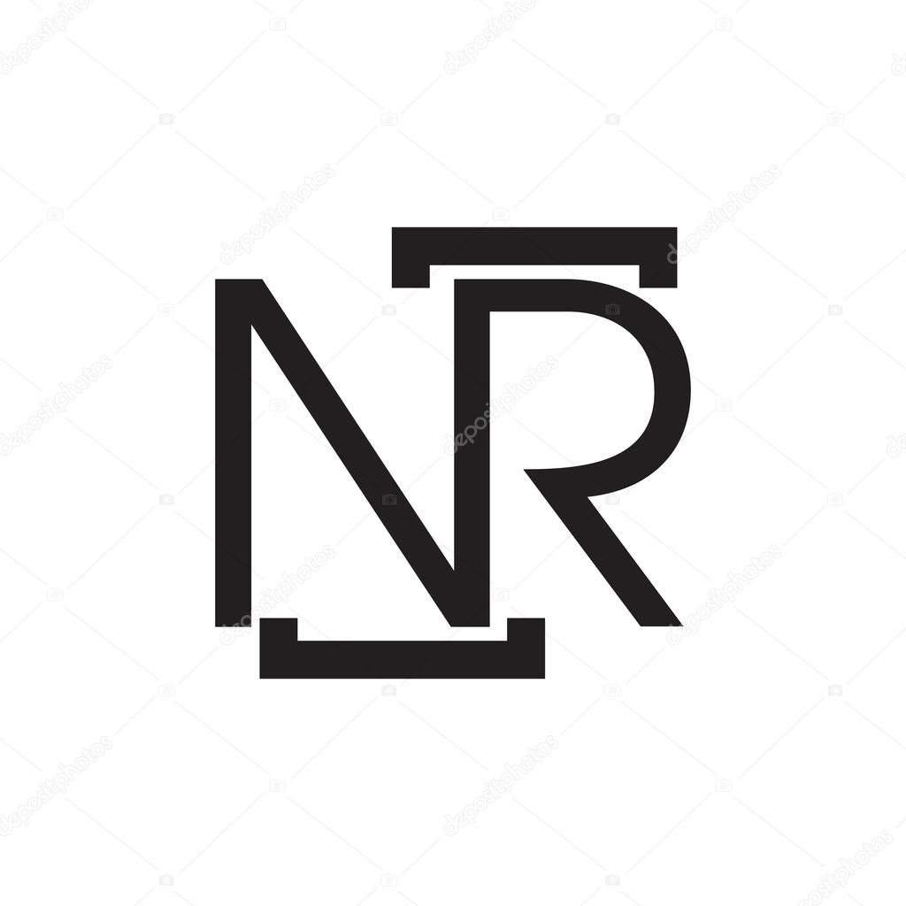 Letter nr simple geometric line logo vector