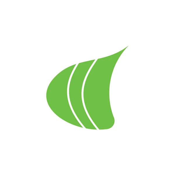 간단한 줄무늬 잎 녹색 로고 벡터 — 스톡 벡터
