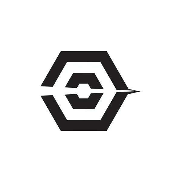六角形の幾何学的なカットデザインロゴベクトル — ストックベクタ