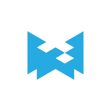 W harfi basit geometrik kare piksel logo vektörü