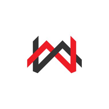 mektup MW bağlantılı çakışan çizgi Logo vektör