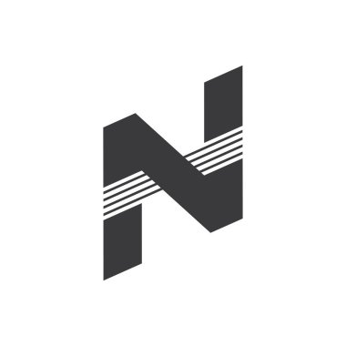 harf n av çizgili geometrik Logo vektör