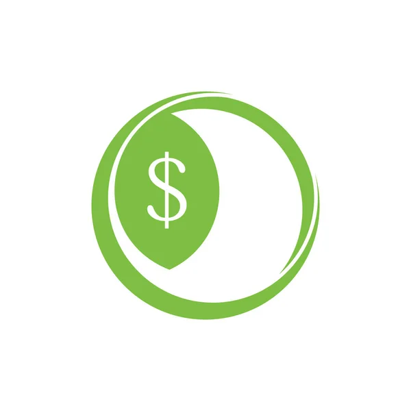 Verde hoja de dinero crecer símbolo logo vector — Vector de stock