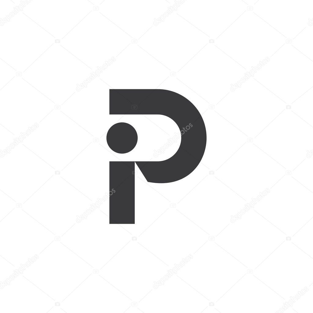 letters ip simple geometric logo vector