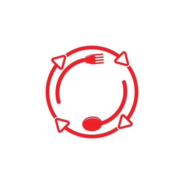 Cirkel rotatie pijl lepel vork logo vector — Stockvector