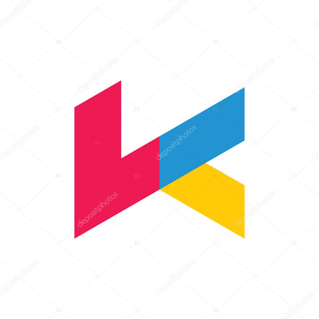 Simple geometric letter wk logo vector