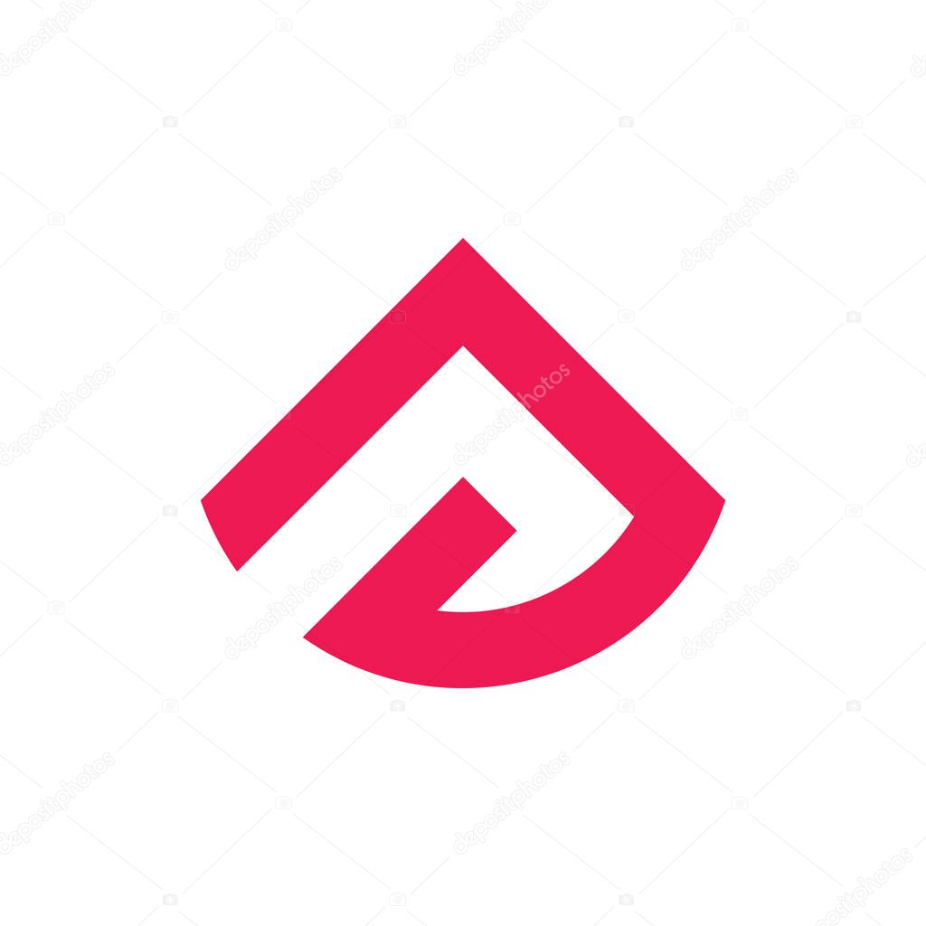 Simple geometric mountain line letter n logo vector