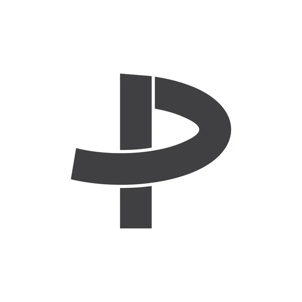 Letter p simple geometric ribbon shape logo vector — Stock Vector