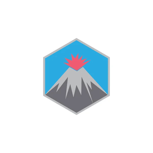 Wulkan Góra kolorowy logo prosty sześciokąt — Wektor stockowy