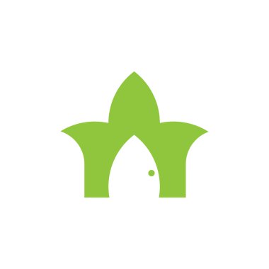 yeşil cami siluet geometrik basit logo vektör