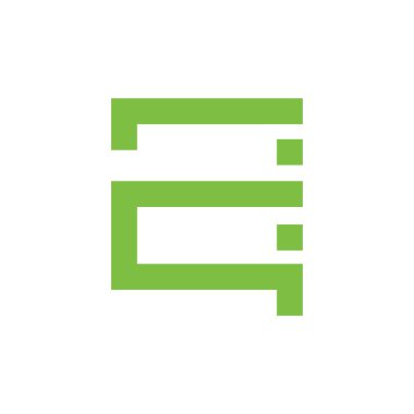 mektup 2e basit geometrik kare logo vektör