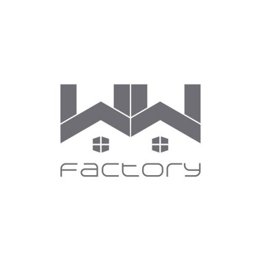 mektup w ev fabrika sembolü logo vektör