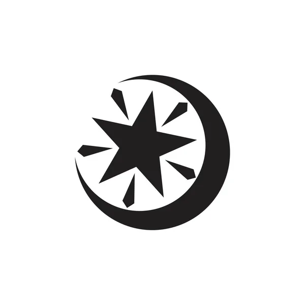 Brillante luna estrella plana logo vector — Vector de stock