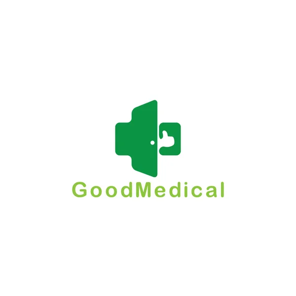 Duim omhoog good plus medische symbool logo vector — Stockvector