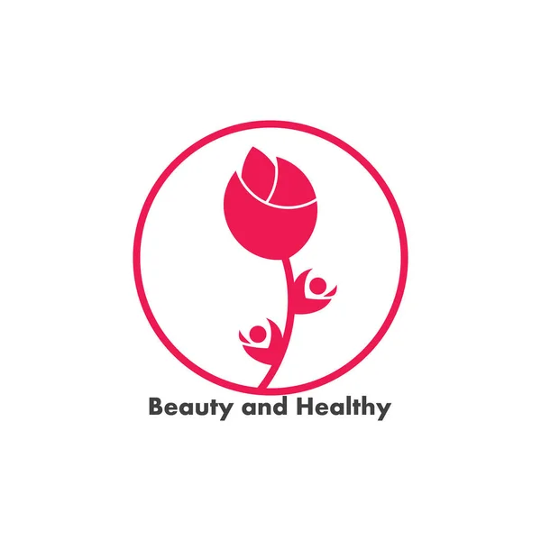 Simple geometric red rose leaf beauty symbol logo vector — Stock Vector