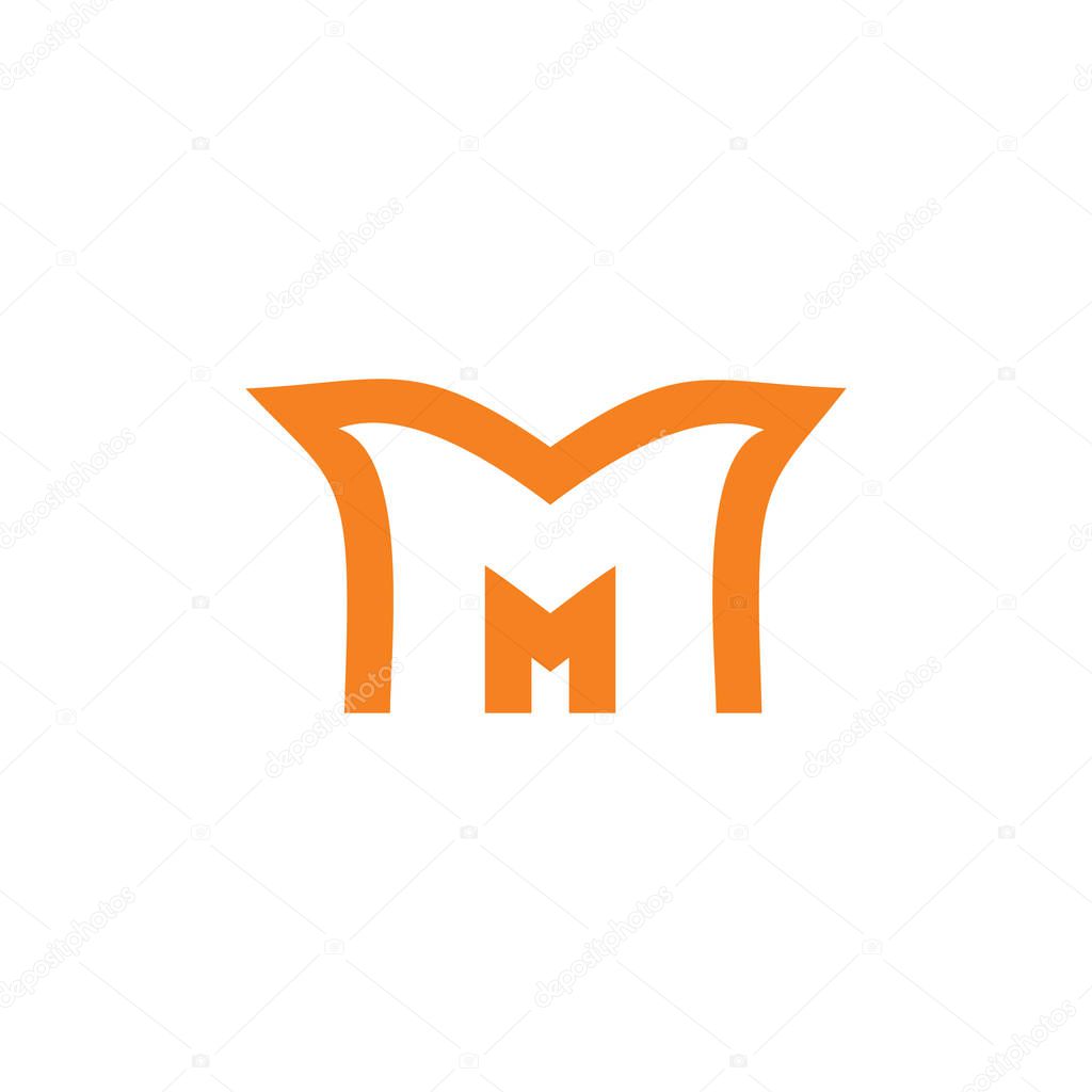 letter mm simple curves unusual unique design logo vector