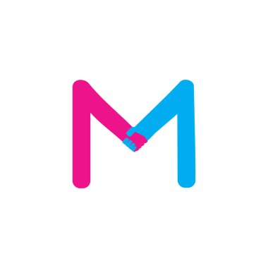 mektup m el sıkışma renkli sembol logo vektör