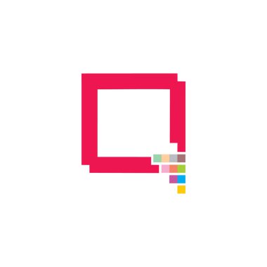 çerçeve renkli piksel konuşma sembolü logo vektörü