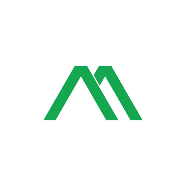 Letra m verde montaña geométrica logo vector — Vector de stock