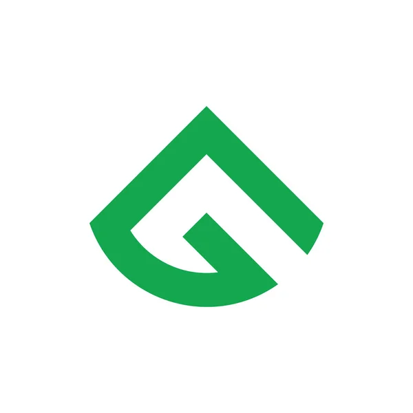 Buchstabe g grüner Berg einfach geometrisches Logo Vektor — Stockvektor