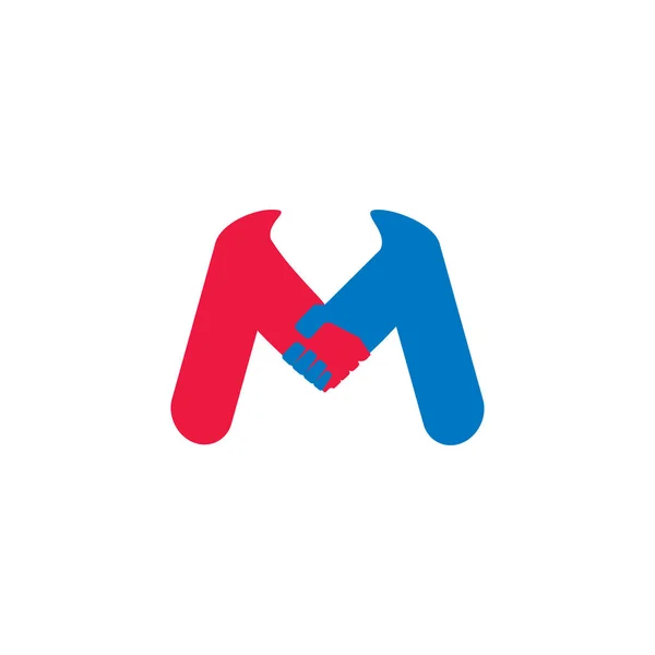 Brief m Handschlag buntes Symbol Logo Vektor — Stockvektor