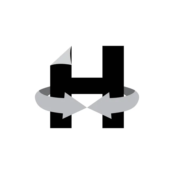 Letra h 3d círculo flecha logo vector — Vector de stock