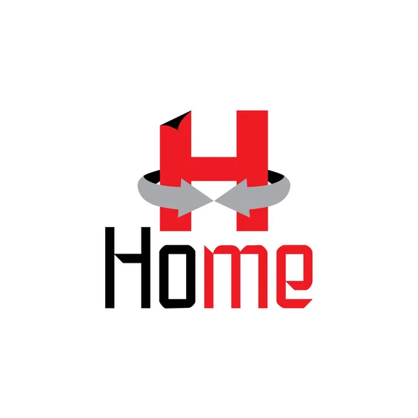 Letra h setas círculo em casa logotipo 3d — Vetor de Stock