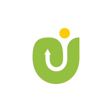 mektup j güneş ve yaprak insanlar soyut logo vektör