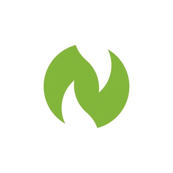문자 n 자연 잎 간단한 로고 벡터 — 스톡 벡터