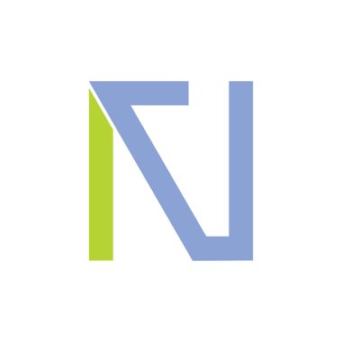 harf n ok şekli geometrik çizgi logo vektörü