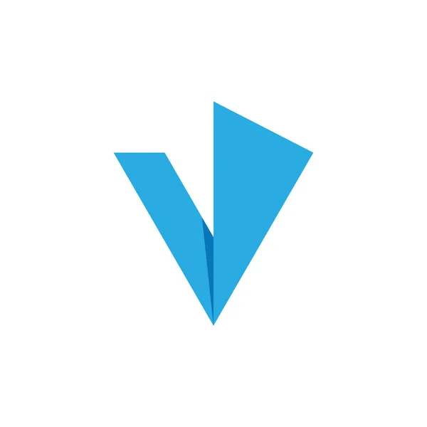 Letter v egyszerű Papírhajtogatás 3D logó — Stock Vector