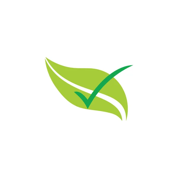 Kontrollmärke för blad ekologiska livsmedel symbol vektor — Stock vektor