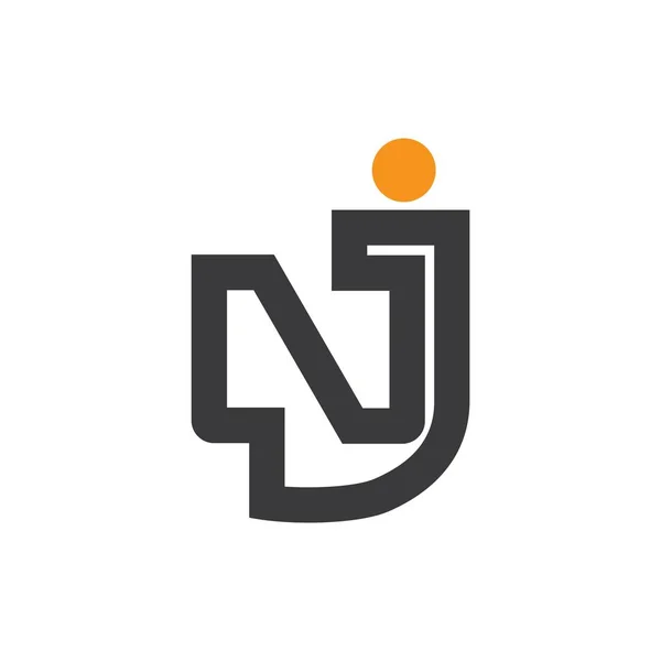 Skrivelse NJ enkel geometrisk linje logotyp vektor — Stock vektor