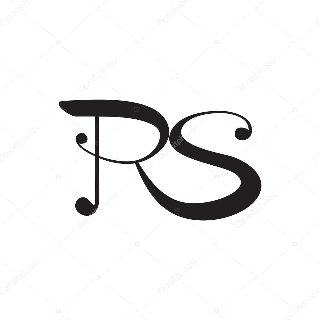 letter rs linked curves logo vector