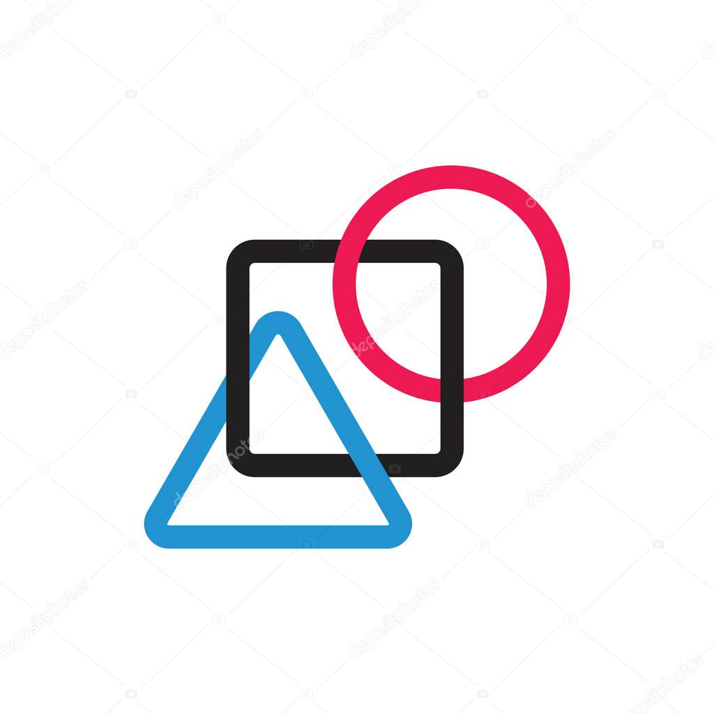 Linked basic shape kid learn design logo vector