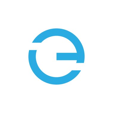 mektup e basit geometrik çizgi daire logo vektör