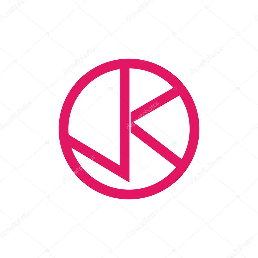 Letter jk simple geometric line logo vector
