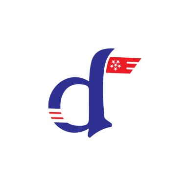 d harfi bayrak çizgili logo vektörü