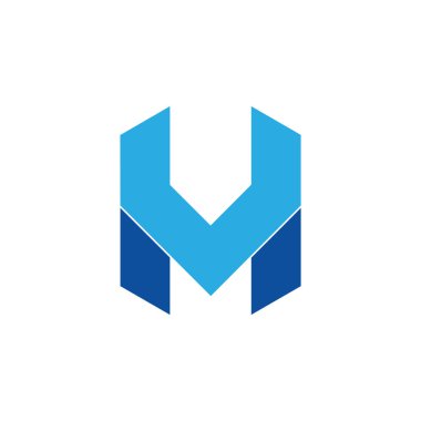 harf vm basit geometrik logo vektörü