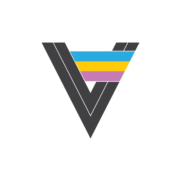 Buchstabe v bunte Flagge Logo geometrisches Design — Stockvektor