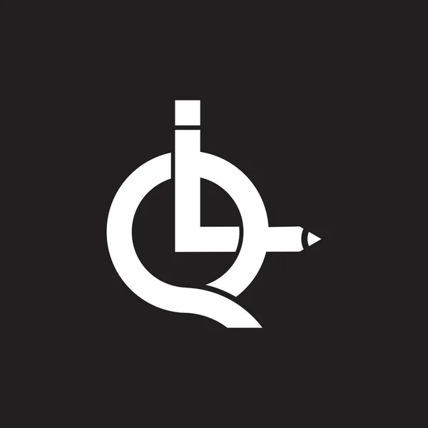 Litery iq powiązane wektor projektu ołówka logo — Wektor stockowy