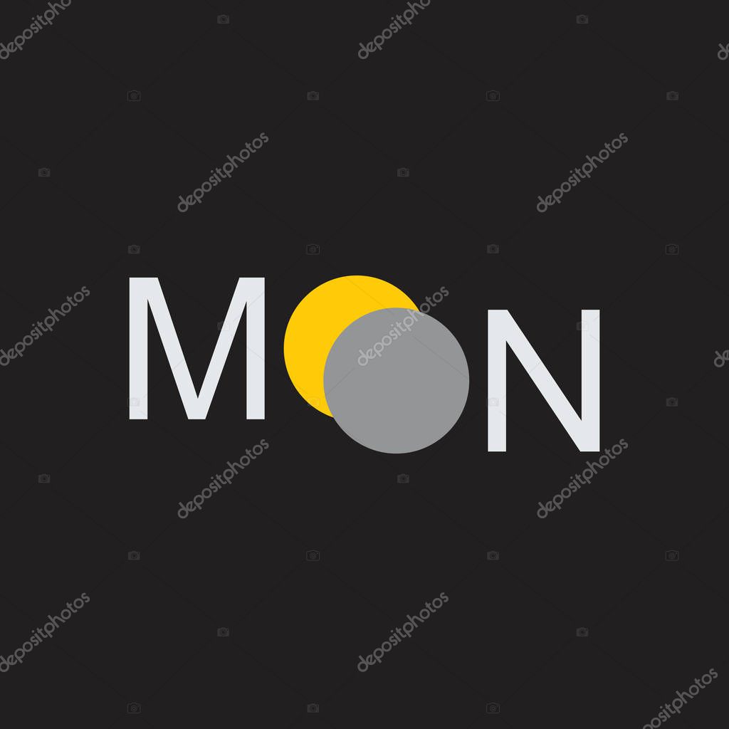Text moon design logo vector