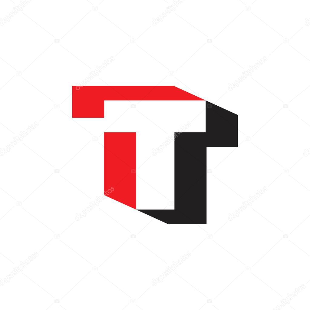 letter t colorful negative space geometric logo vector