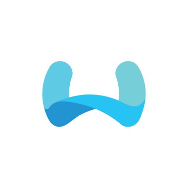 w 3d harfi basit logo vektörünü eğriliyor