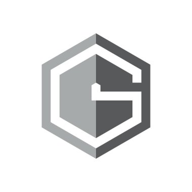 G harfi altıgen negatif uzay geometrik logosu