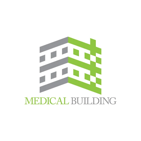 Tall hospital building geometric design logo vector — Stock Vector