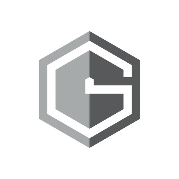 Letra g espaço negativo hexagonal logotipo geométrico —  Vetores de Stock
